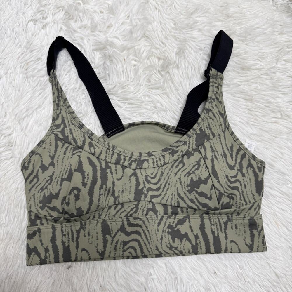 VARLEY / Anthro Edris green black zebra printed sports bra / M